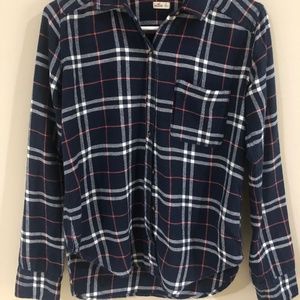 Hollister Dark Blue Plaid Shirt